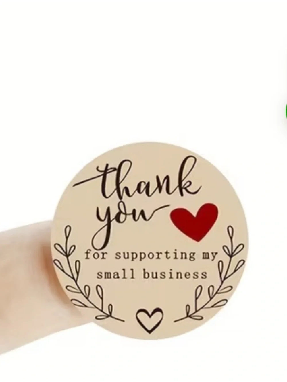 Thank You Heart Kraft Sticker Roll - Red & Brown